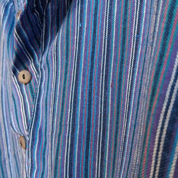 Yak & Yeti Cotton Boho Tunic Nepal Medium Stripes Relaxed Fit Pocket - Picture 3 of 4